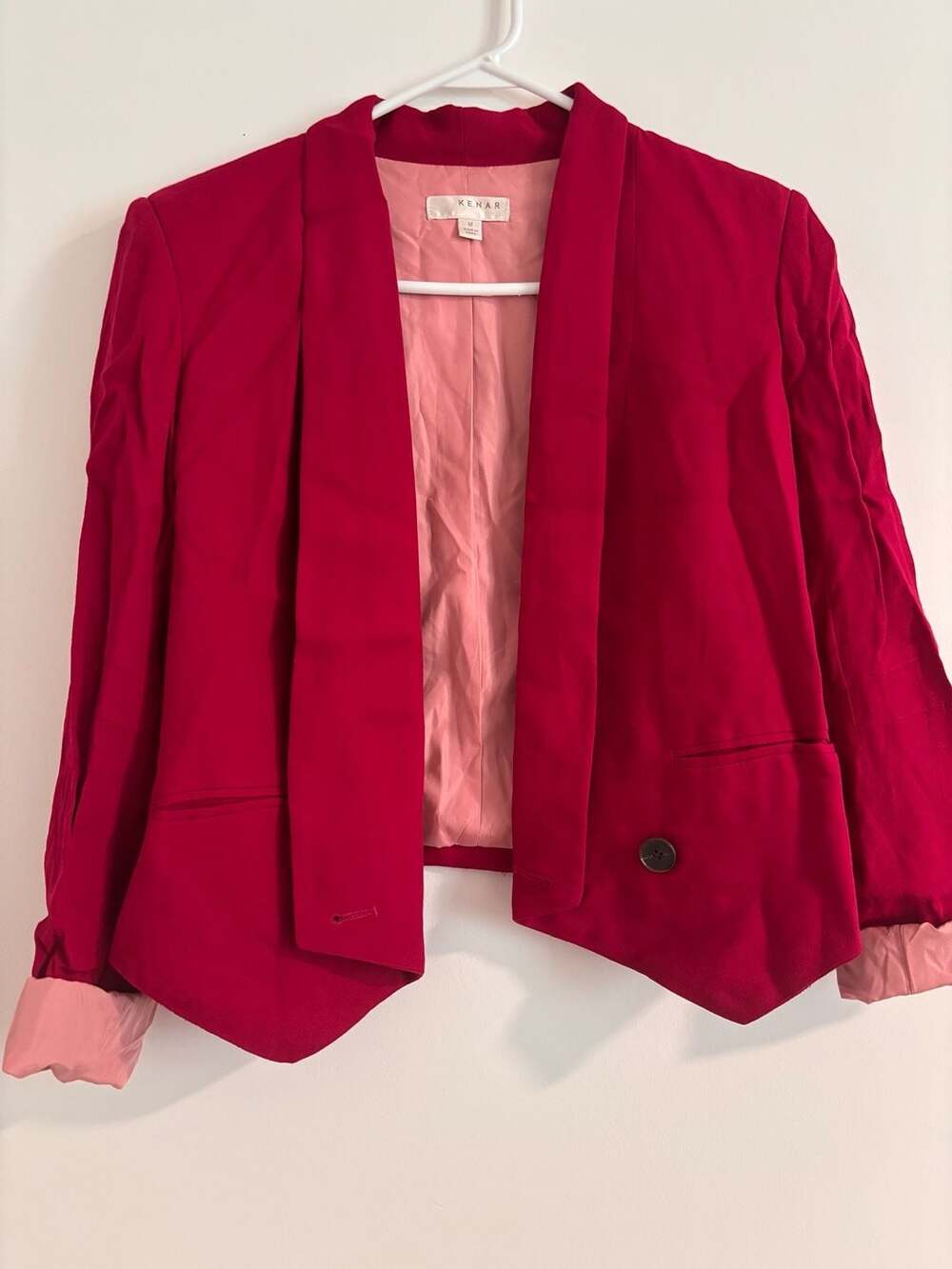 Kenar Blazer Size M Red Open Front Long Sleeve Lined Jacket